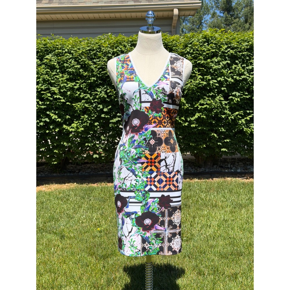 NEWâ Clover Canyon Neoprene Scuba Statement Print Editorial Maximalist Dress Art